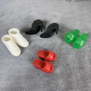 Lot of 4 Pairs of Vintage Barbie Shoes Sandals Sneakers And Booties